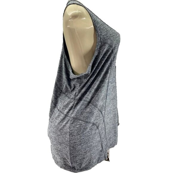 Reebok Plus 1X Logo Gray Heather Scoop Neckline Seam Detail Racerback Tank Top - Picture 3 of 6